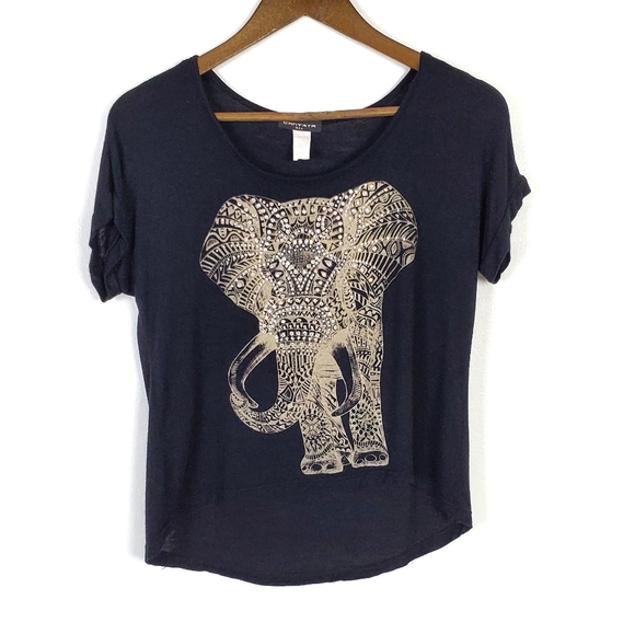 Cantata Tops - 3/$25 Cantata Elephant T-Shirt Bedazzled Cotton S
